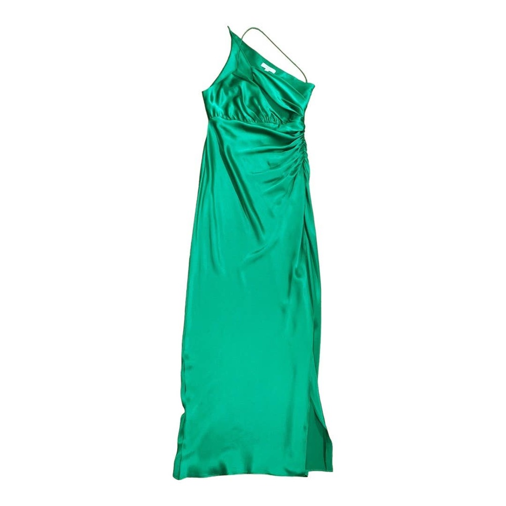 THE SEI Asymmetrical Plunge Gown Silk Charmeuse Emerald Green 2 XS - Picture 4 of 9